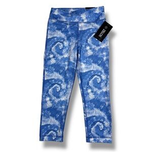 Zelos Girl’s Tie-Dye Capri Leggings Blue Size Medium